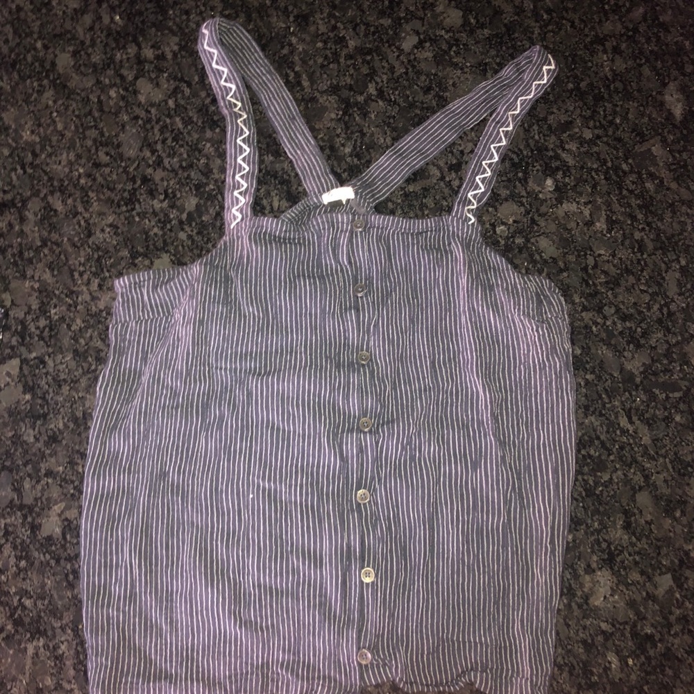 Blue and white striped tank top